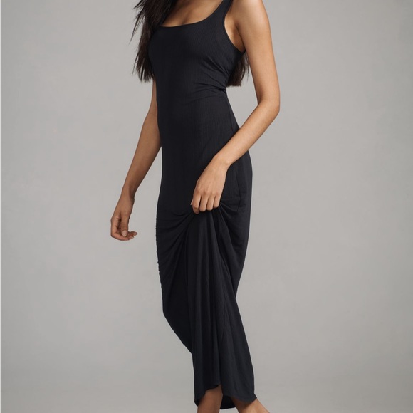 Anthropologie Knit Slip Dress Elegant Black Maxi Dress NWT XXS - Picture 3 of 5
